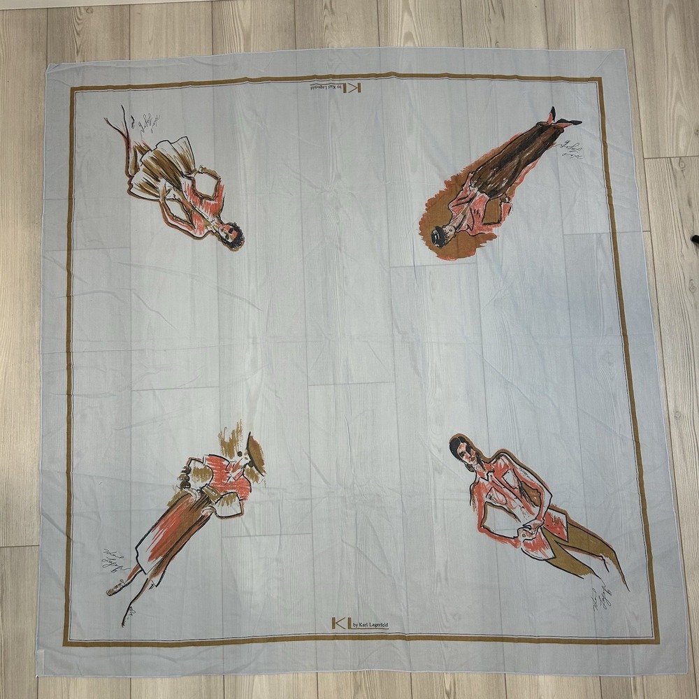 Vintage Karl Lagerfeld Square 52" X 52" Scarf Cotton Fashion Woman Printed